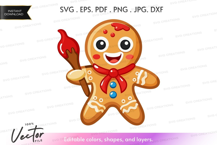 Gingerbread man with paintbrush