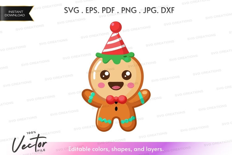 Gingerbread man with party hat