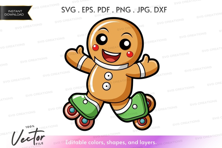 Gingerbread man on roller skates