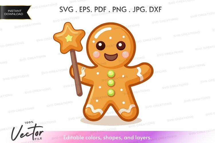 Gingerbread man with magic wand example image 1