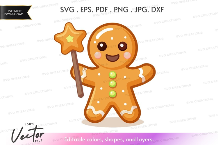 Gingerbread man with magic wand