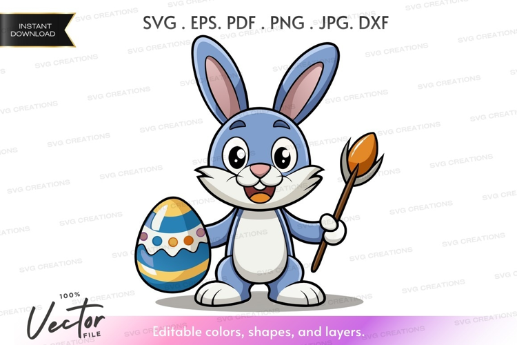 Easter bunny with paintbrush and egg