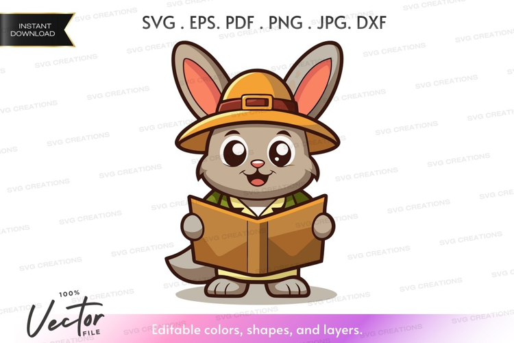 Adventurous rabbit reading a map