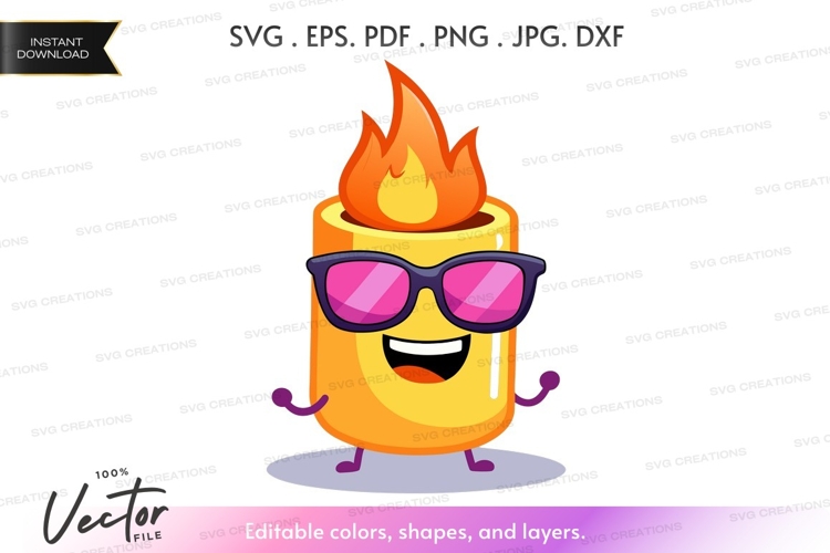 Candle with sunglasses vector clipart