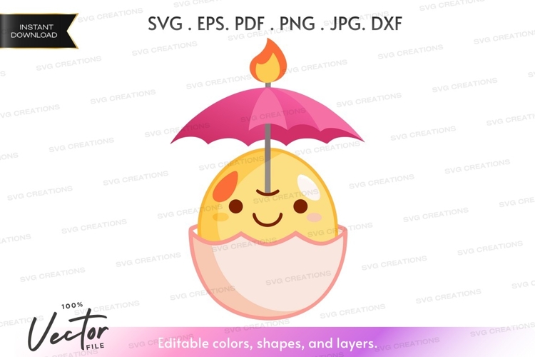 Cute hatching chick with umbrella