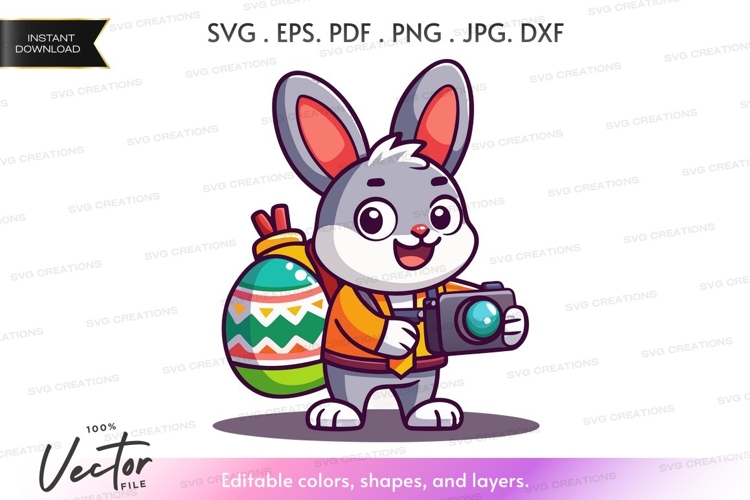 Photographer bunny with easter egg