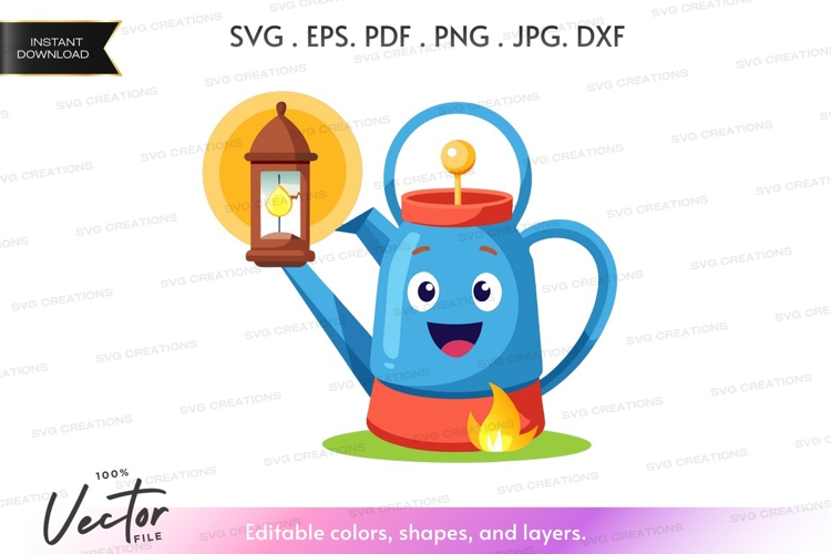 Cheerful watering can with lantern