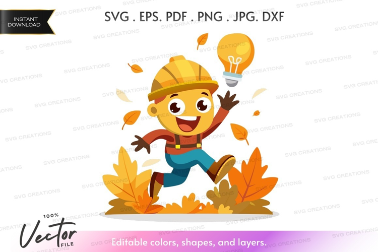 Excited constructor with lightbulb idea