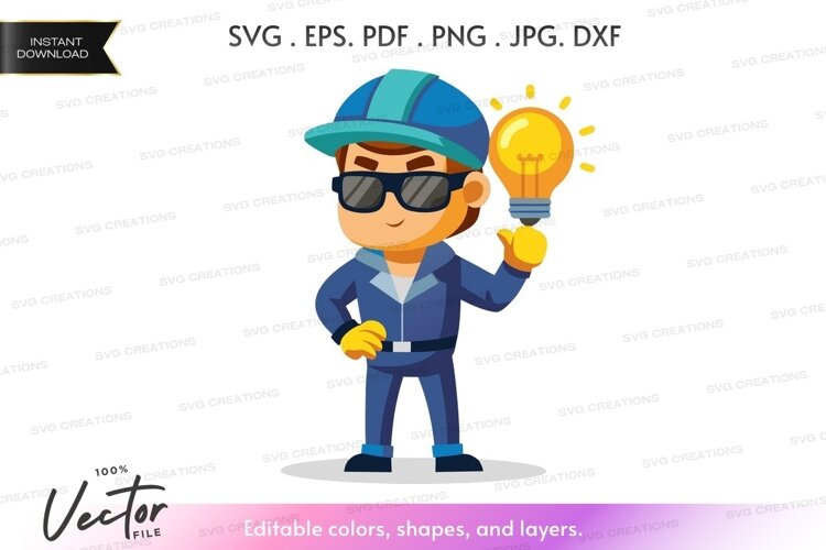 Electrician with lightbulb idea example image 1