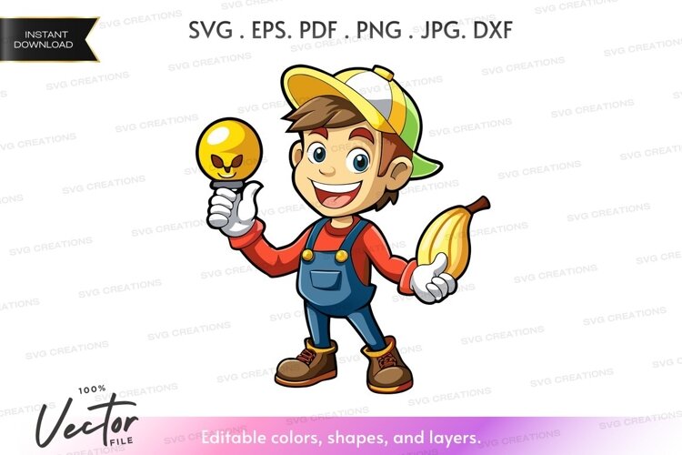 Farmer holding banana and bell example image 1