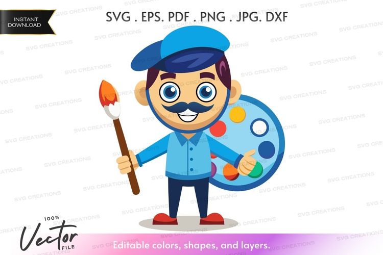 Artist with palette and brush