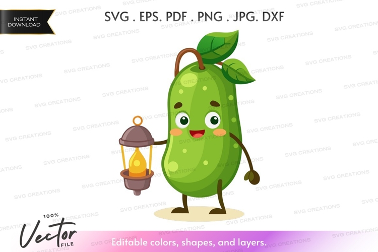 Cute avocado with lantern