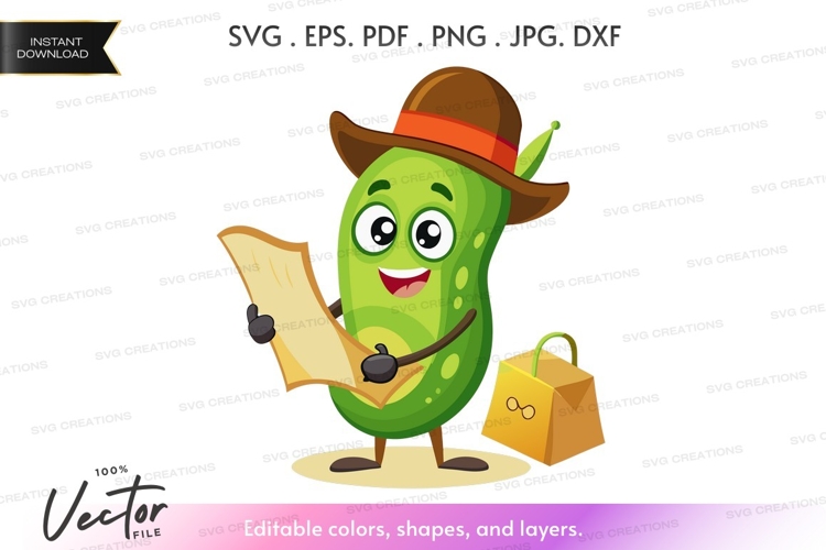 Adventurous pickle vector silhouette clipart