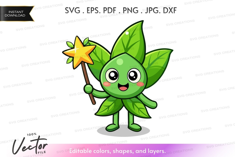Green leaf fairy with magic wand