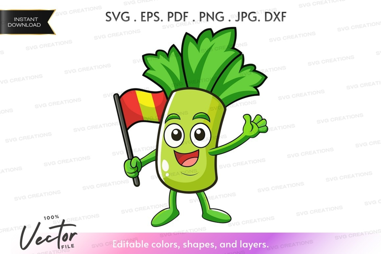 Cheerful vegetable mascot waving spanish flag