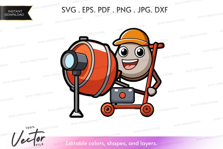 Construction worker with cement mixer