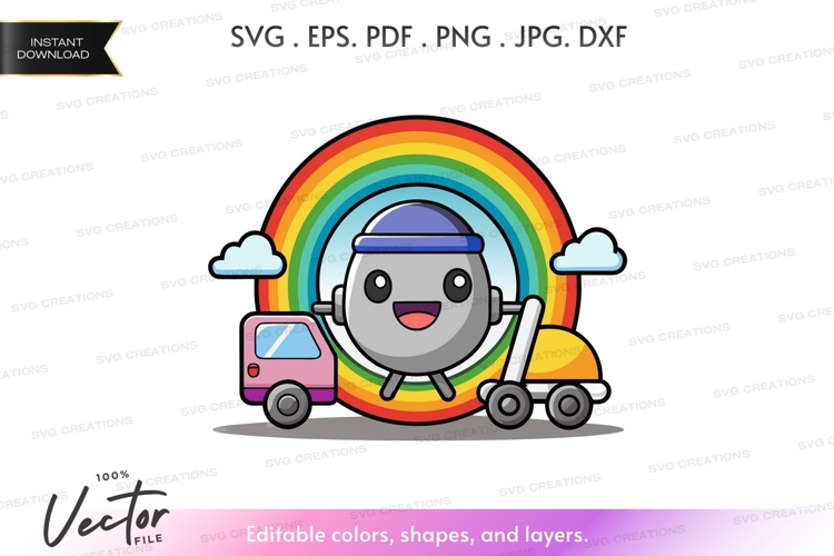 Happy robot under rainbow