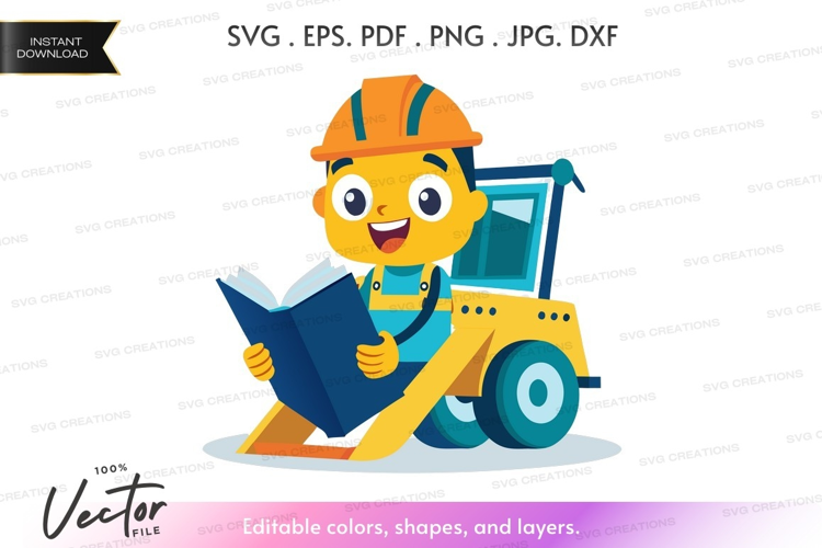 Construction worker reading book