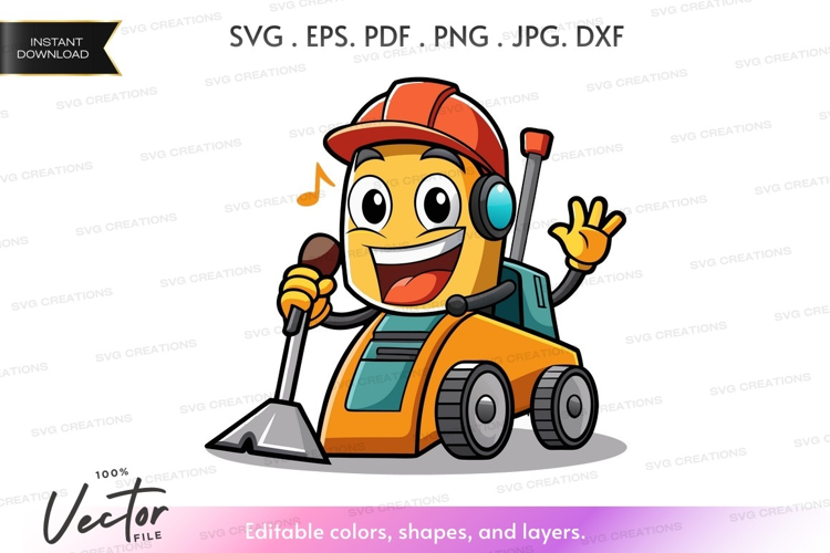 Happy construction worker singing