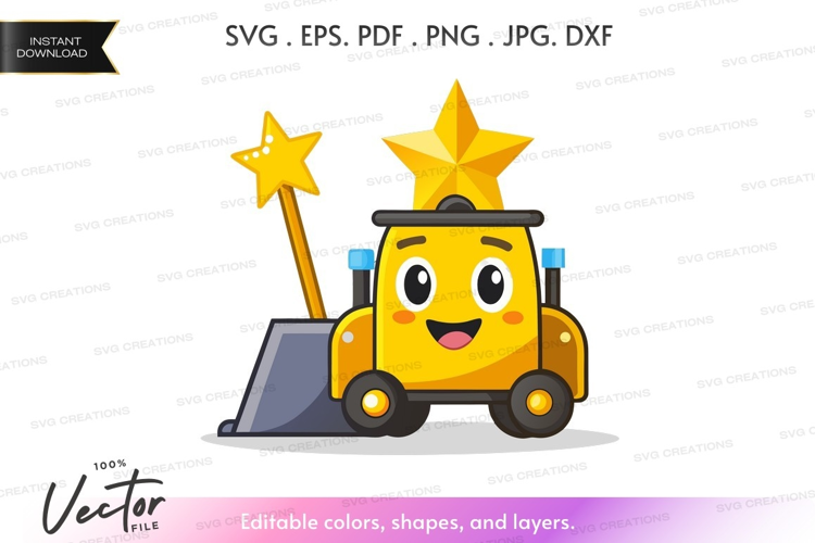 Happy construction vehicle with star