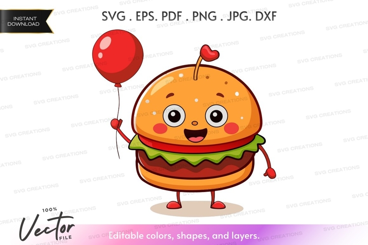 Happy burger with balloon
