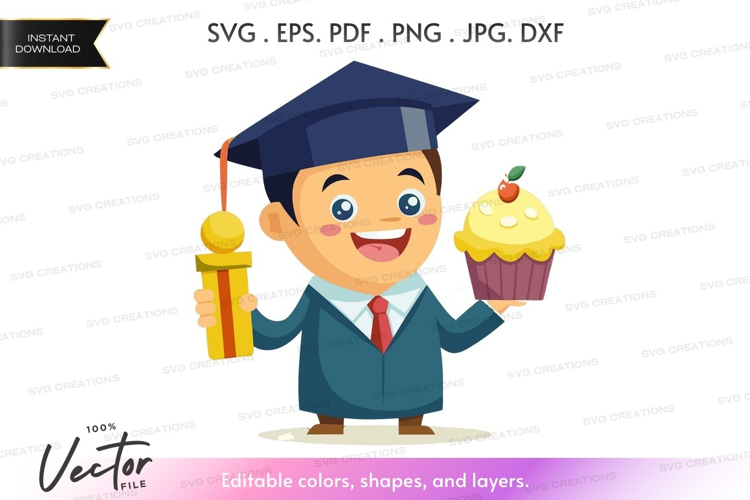 Graduate celebrating with cupcake