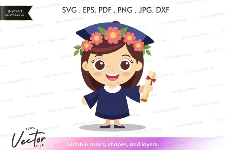 Graduating girl with flower crown example image 1
