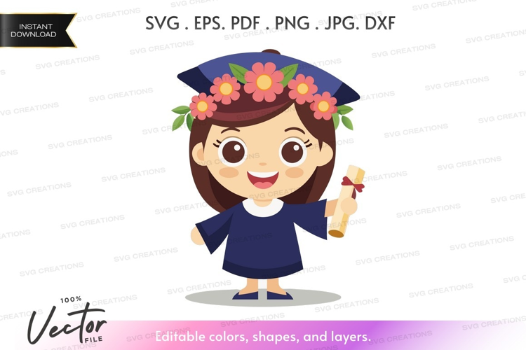 Graduating girl with flower crown