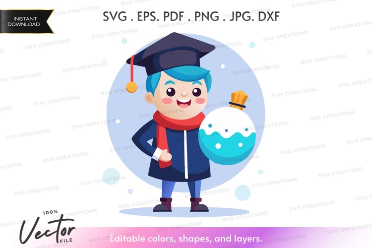 Graduate with snow globe