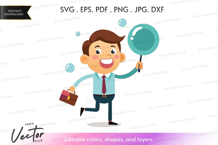 Businessman with magnifying glass
