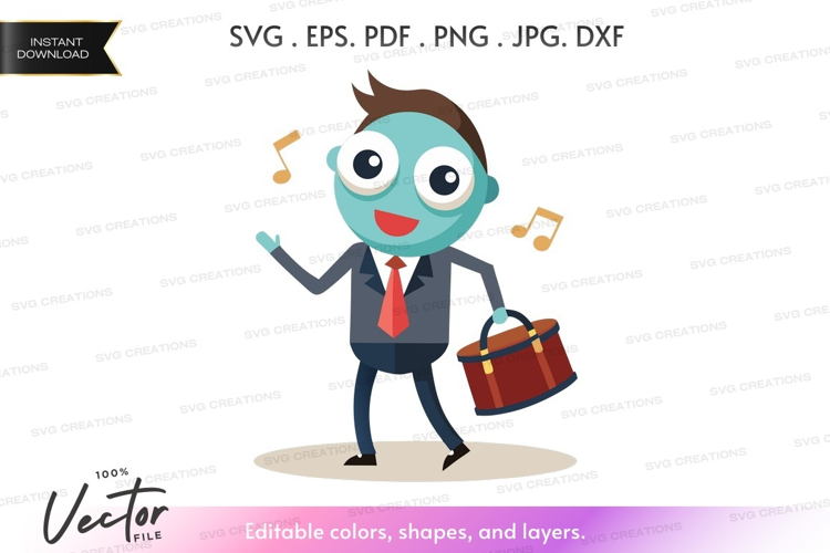 Businessman dancing with briefcase