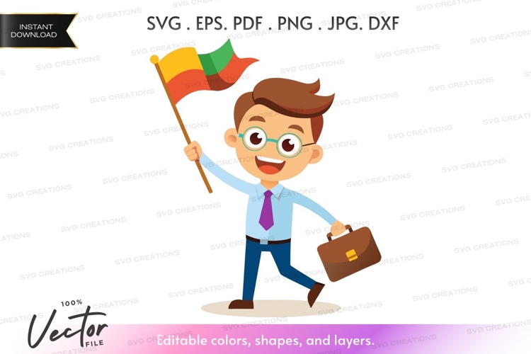 Businessman holding lithuanian flag