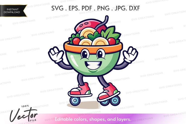 Energetic salad bowl on roller skates