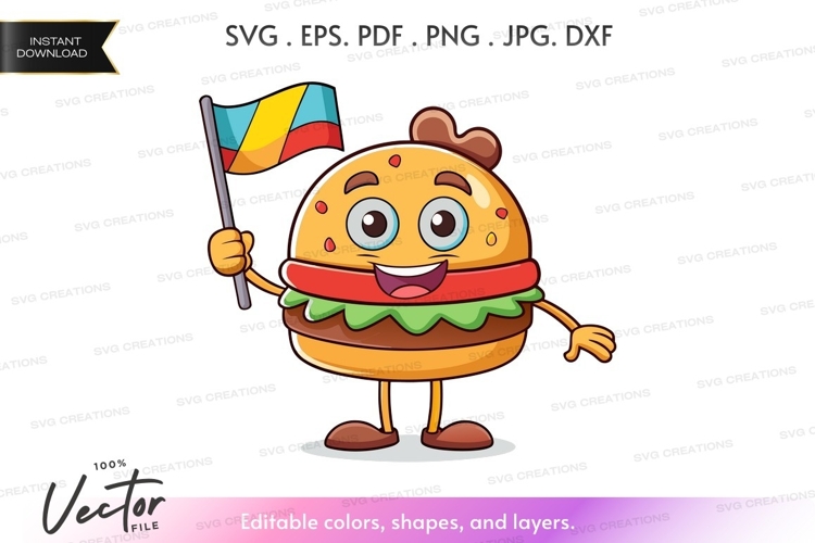 Cheerful hamburger with romanian flag