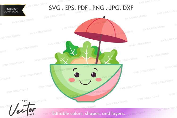 Happy salad with umbrella