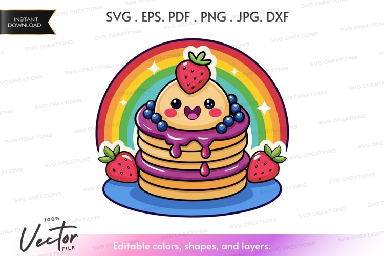 Rainbow pancake with berries