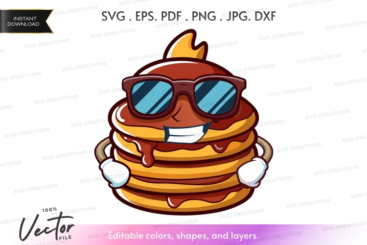 Stack of pancakes with sunglasses