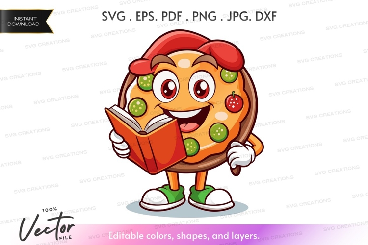 Educational apple character reading