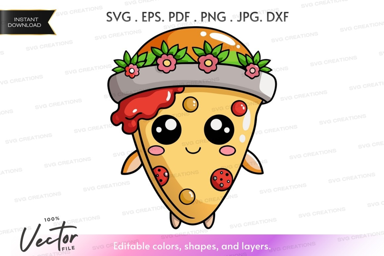 Pizza slice with floral hat