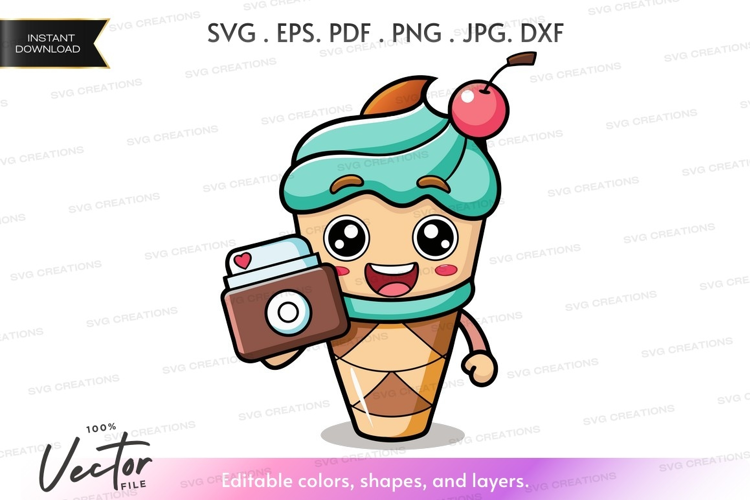 Ice cream character taking a selfie