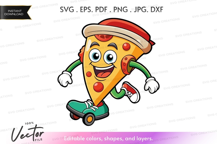 Pizza slice skateboarding