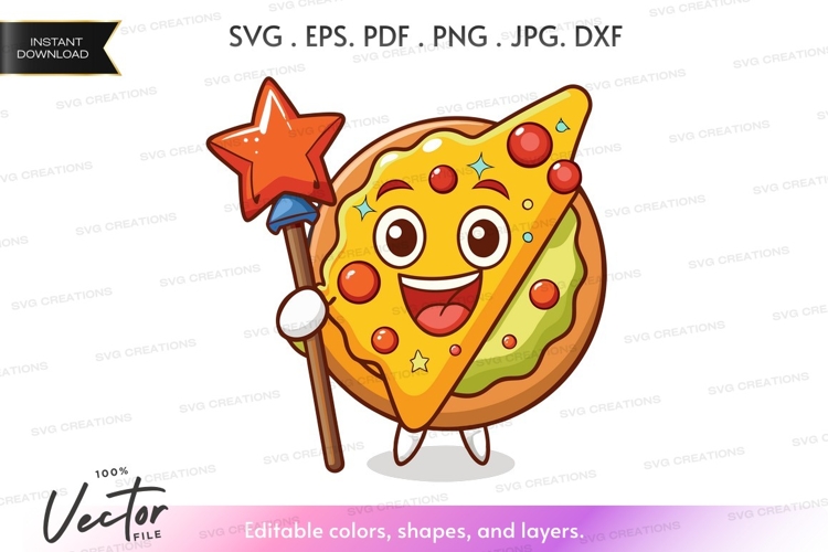 Magical pizza slice character