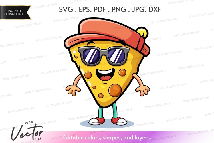 Cool pizza slice character