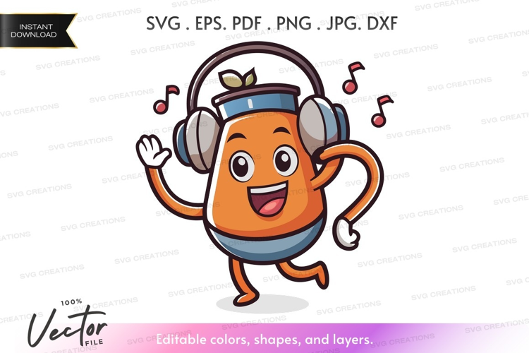 Dancing pumpkin listening to music