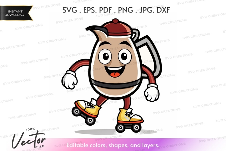 Teapot skating vector silhouette clipart