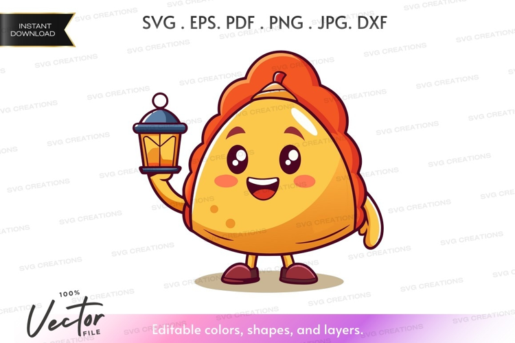 Cheerful onigiri with lantern