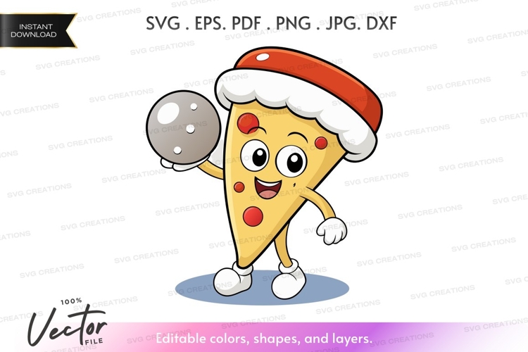 Pizza slice in santa hat vector silhouette clipart