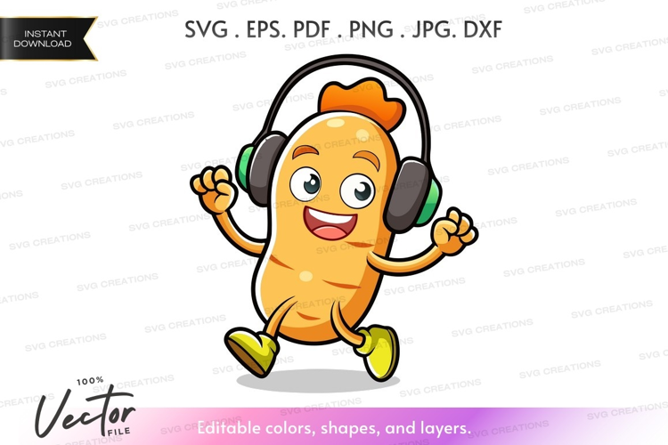 Dancing potato listening to music