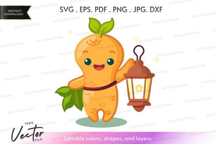 Orange character holding lantern example image 1