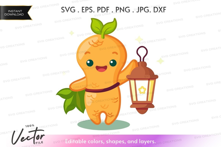 Orange character holding lantern
